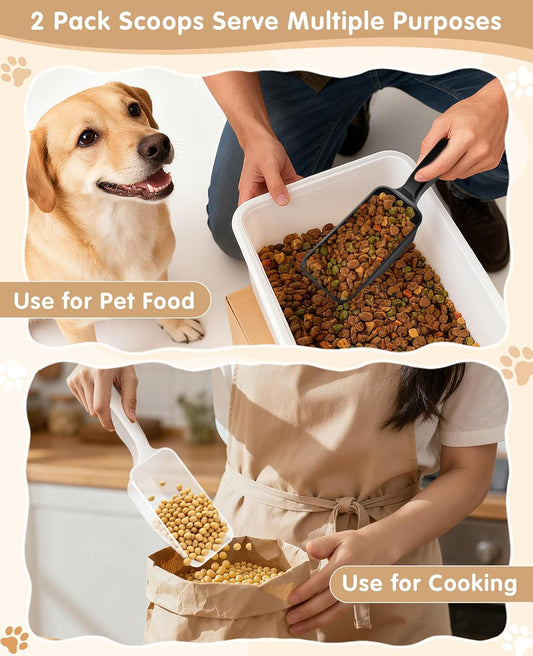 2-Pack Dog Food Scoop 1 Cup, Plastic Pet Food Measuring Scoop With Measuring Lines (1/2 & 1 Cup Markings) for Dogs, Cats, Fish, Bird(Transparent