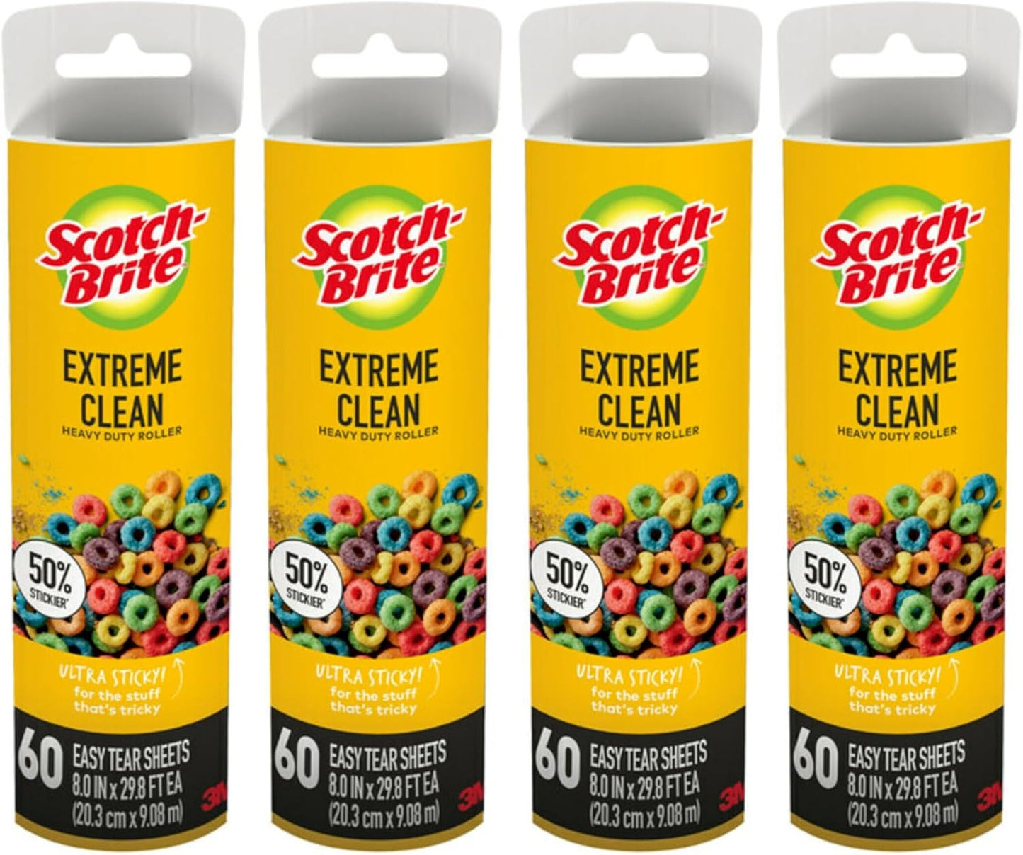 Scotch-Brite Extreme Clean Large Lint Roller, 50% Stickier*, Heavy Duty for Removing Debris and Pet Hair on Clothes, Furniture, Cars, Offices & More, 1 Pack, 60 Adhesive Sheets Total