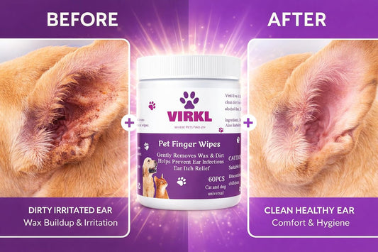 Pet Finger Wipes for Dogs & Cats – Ear, Eye and Teeth Cleaning Wipes – Alcohol-Free, Fragrance-Free, Plant-Based Grooming Wipes for Sensitive Pets – 60 Count
