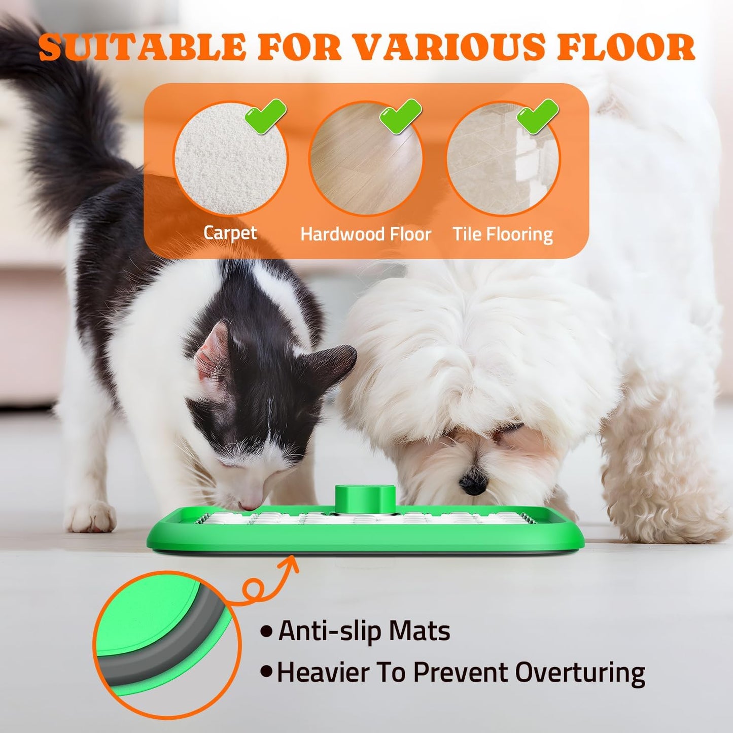 Lick Mat for Dogs & Cats, Stainless Steel Pet Slow Feeder for Crate Boredom & Anxiety Reduce, Cat Licking Pads with Spatula & Scrubbing Brush, Blue