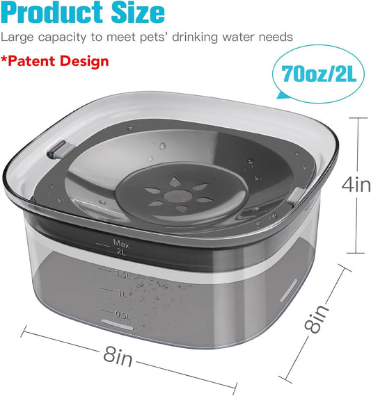 UPSKY 70oz Dog Water Bowl 2L No Spill Dog Bowls Large Capacity Spill Proof Slow Water Feeder, No Splash Pet Water Dispenser Vehicle Carried Travel Slow Drinking Bowl for Messy Drinkers