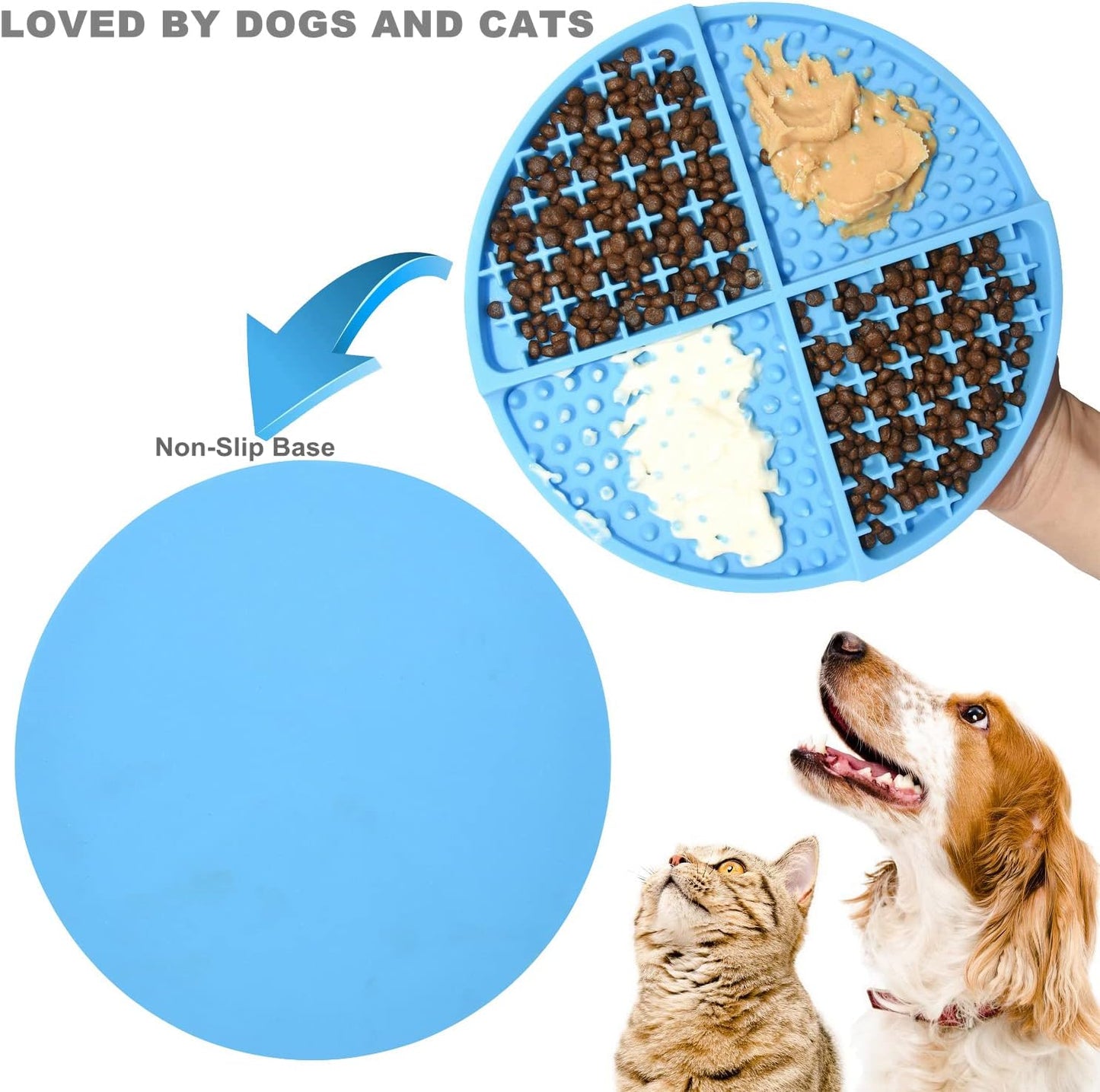 Bangp Silicone Dog & Cat Lick Mat and Slow Feeder,Extends Mealtime for Fast Eaters and Reduces Anxiety,Heavy-Duty Design,Dishwasher Safe,Perfect for Yogurt,Treats,Peanut Butter (Blue)