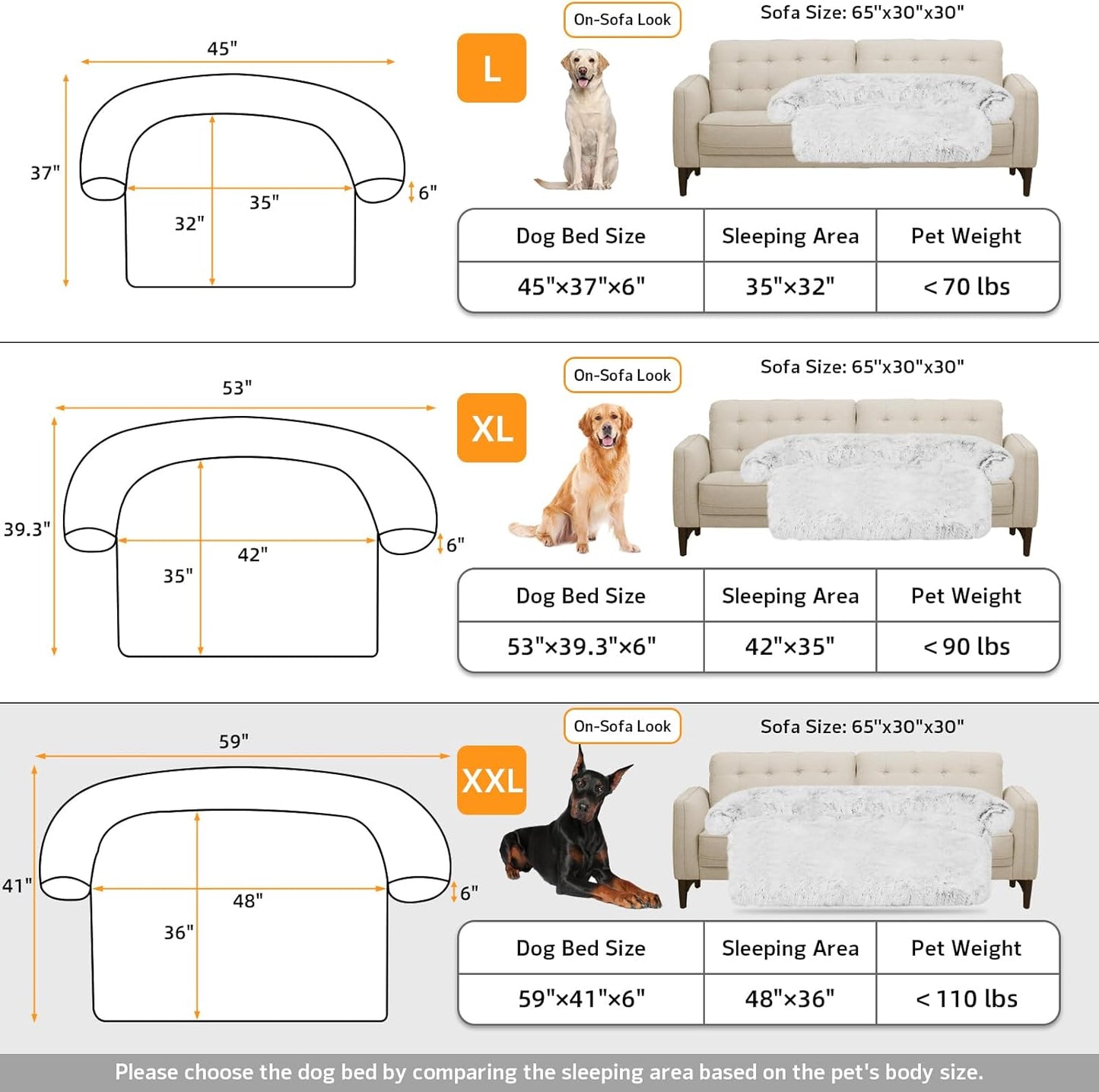 Calming Dog Bed Fluffy Plush Dog Mat for Furniture Protector with Removable Washable Cover for Large Medium Small Dogs and Cats (Large, Light Grey)