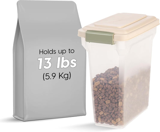 IRIS USA Dog Food Storage Container, Airtight Lid, 2-Cup Scoop, Up to 13 Pounds Pet Food Storage, Versatile Pet Food Bin, Treats, BPA Free, Gray/Dark Gray