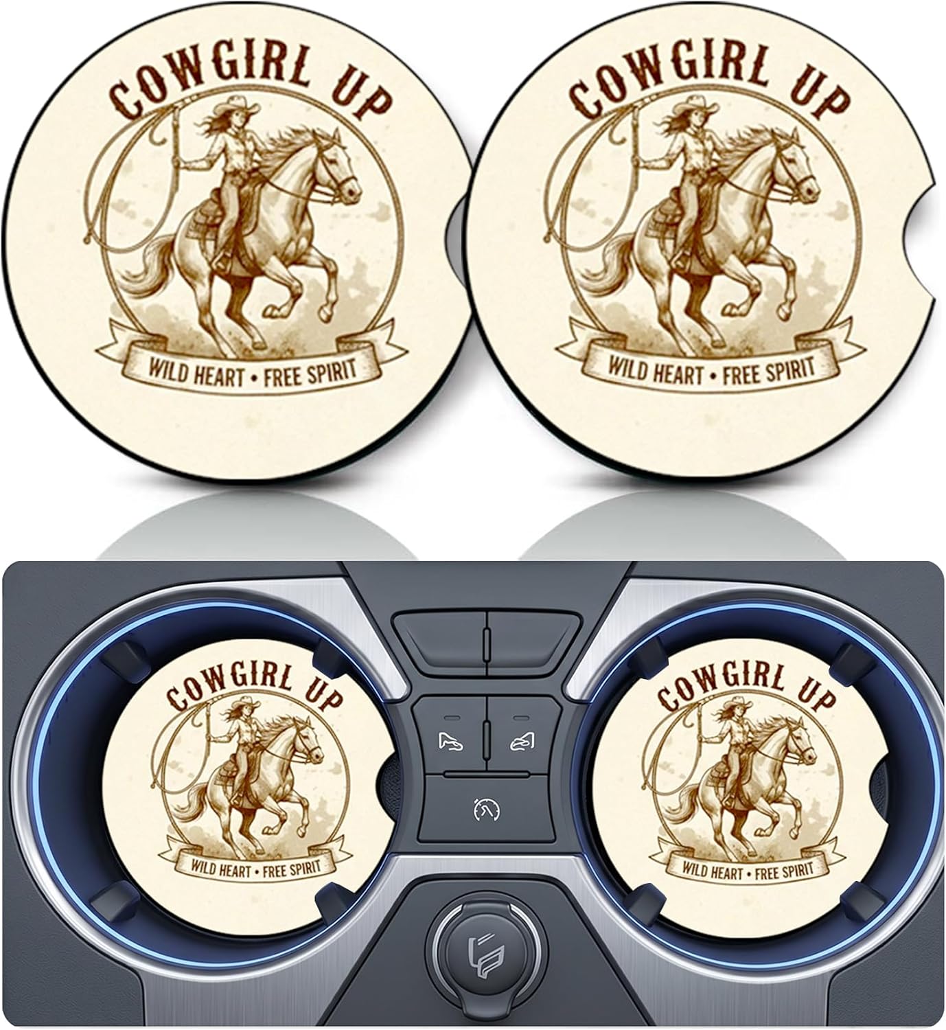2PCS Dog Paw Print Car Cup Holder Coasters, Cars Coasters for Cup Holders, Anti Slip Rubber Mat with Finger Slot, Dogs Car Accessories Interior Decor, Dog Lover Gifts for Women, Men