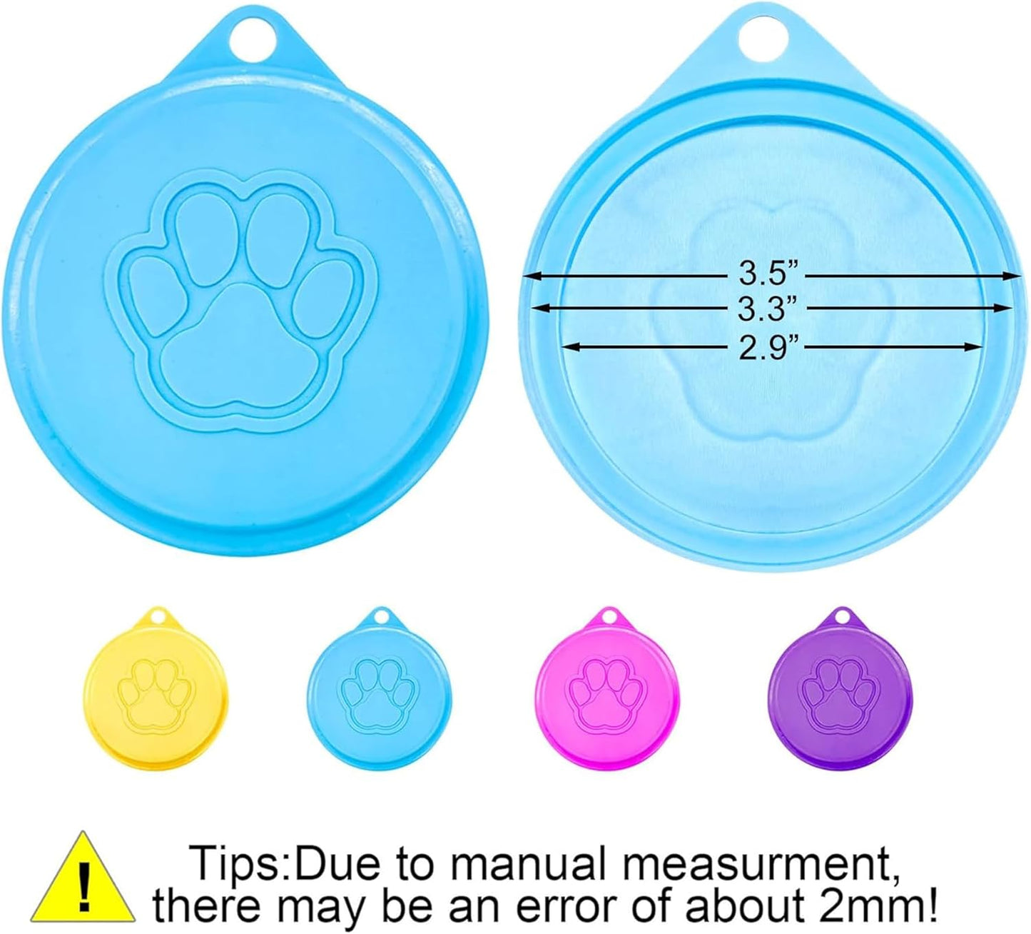 Medsuo 4pcs Dog Can Covers Pet Food Can Plastic Lids Caps for Tins Dog Cat Puppy Can Covers Reusable Sealed Tin Covers Lids for Pet Food Storage (Yellow, Blue, Purple, Pink)