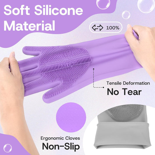 2-Pair Pet Hair Remover Glove for Dogs and Cats Washing, Grooming, & Deshedding – Multipurpose Silicone Dog Bath Gloves, Cat Brush Glove Mitt for Pet Cleaning & Household Use (pink & Blue)