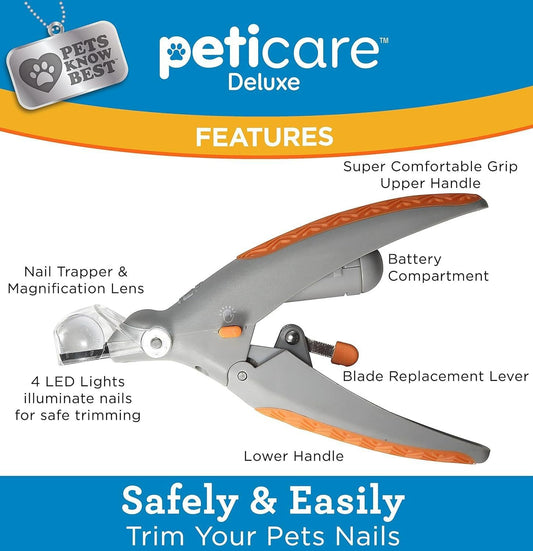 LED Pet Nail Clippers Illuminated Nail Clipper with Polishing Tool for Cats and Dogs Safe and Easy-to-Use Pet Grooming Kit with LED Light (Anti-Slip Handle)