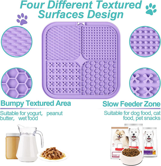 LUKITO 3PCS Lick Mat for Dogs and Cats, Licking Mat with Suction Cups for Anxiety Relief, Cat Peanut Butter Lick Pad for Boredom Reducer, Dog Enrichment Toy, Dog Lick Mat for Bathing Grooming