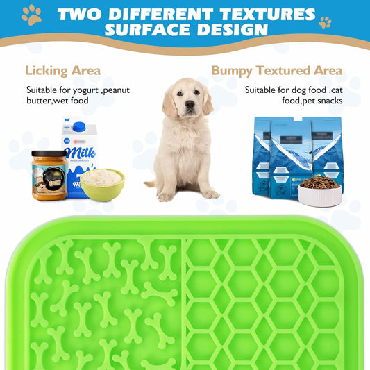 Lick Mat for Dogs - Slow Feeder Licking Mat with Suction Cups for Peanut Butter, Food Treats & Yogurt - 2 Pack
