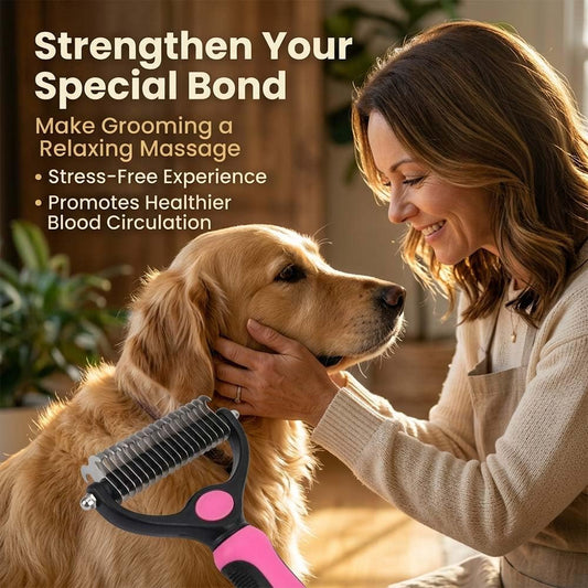 Sakerplus Pet Grooming Tool for Dogs & Cats, Professional Deshedding & Dematting Brush, Stainless Steel Undercoat Rake for Long & Short Hair Pets, Gentle Pet Hair Remover Comb (Blue,Small+Large)