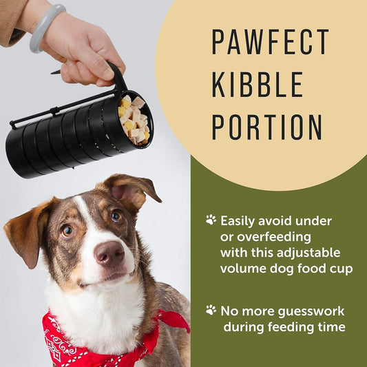 Pet Food Measuring Cups for Dogs - 2-Pack, Black, 2-Cup Capacity - Adjustable Dog Food Scoop - Dishwasher-Safe Plastic with Secure Slide Disk