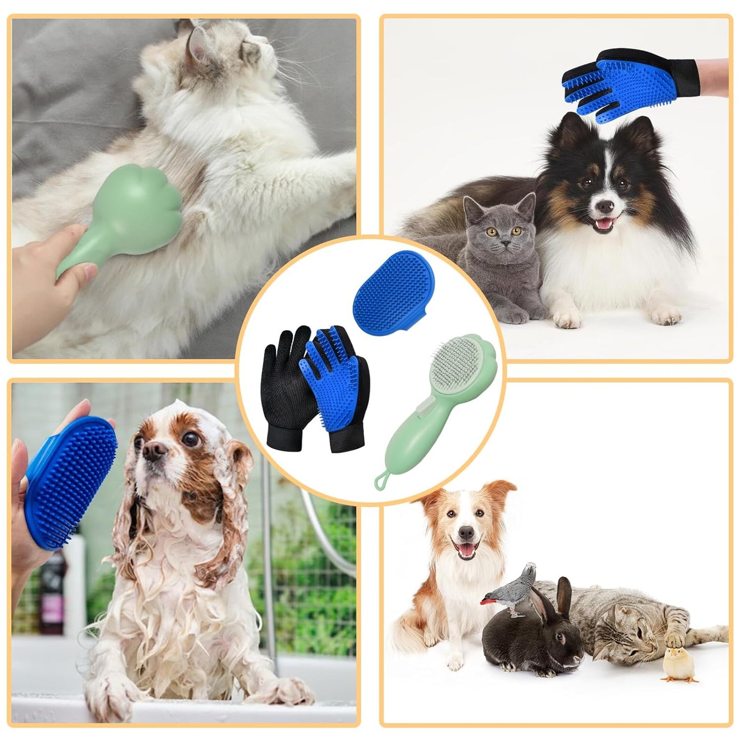 Cat Grooming Glove Brush,Pet Hair Remover Tool,Reusable Dog Hair Fur Remover for Carpet,Furniture,Couch,Clothes,Eco-Friendly and High efficiency
