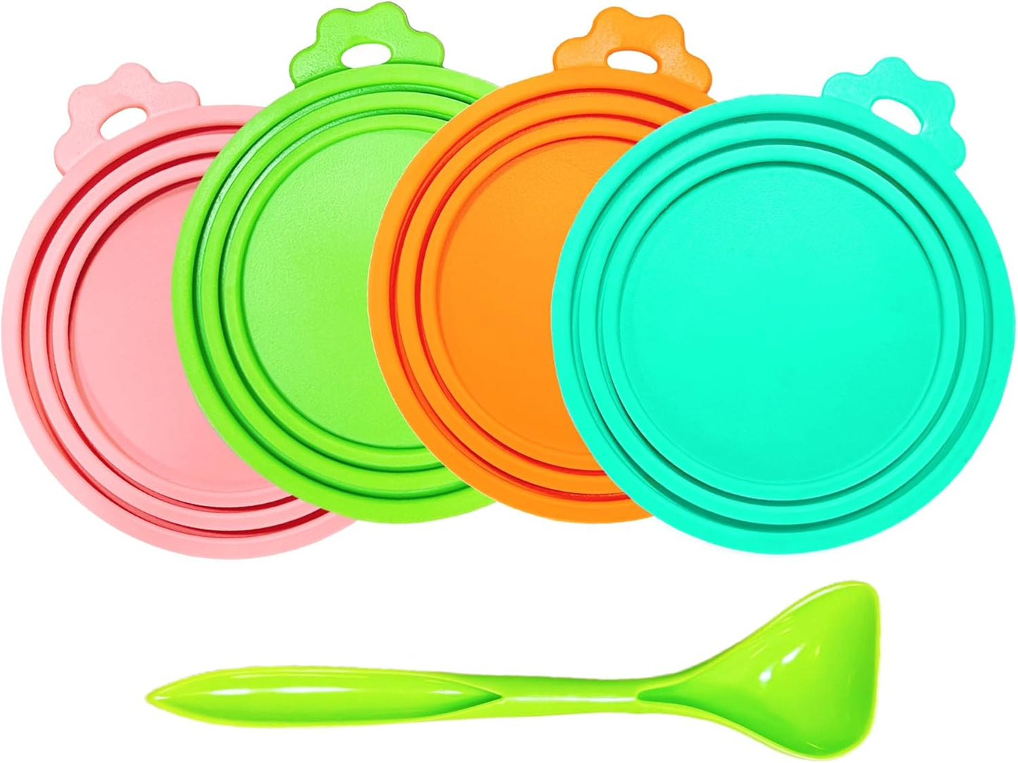 MoPawKT- Pet Food Can Covers, Silicone Can Lids for Cat/Dog Food, Universal 3 Sizes for Most of Standard Food Cans, BPA Free Reusable (2 lids+1 spoon)
