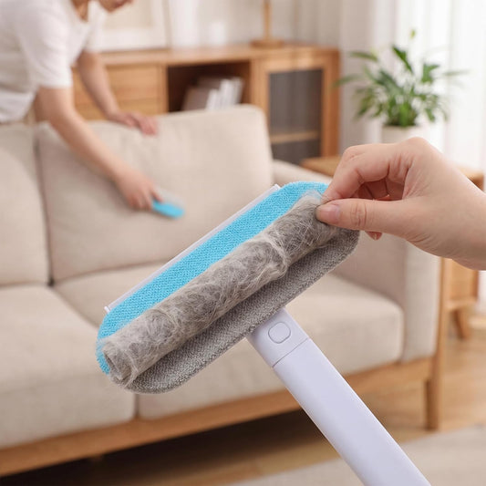 Pet Hair Remover Brush, Reusable Long Handle Dog Carpet Brush for Pet Hair or Dog and Cat Furniture