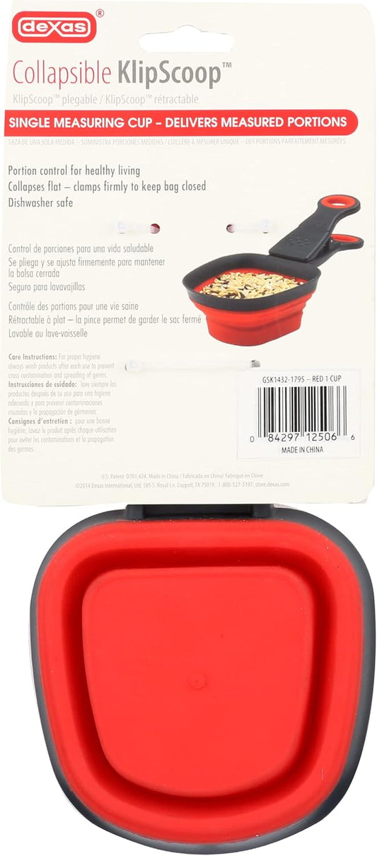 Dexas Collapsible Square KlipScoop, 1 Cup Capacity, Red, GSK1432-1795