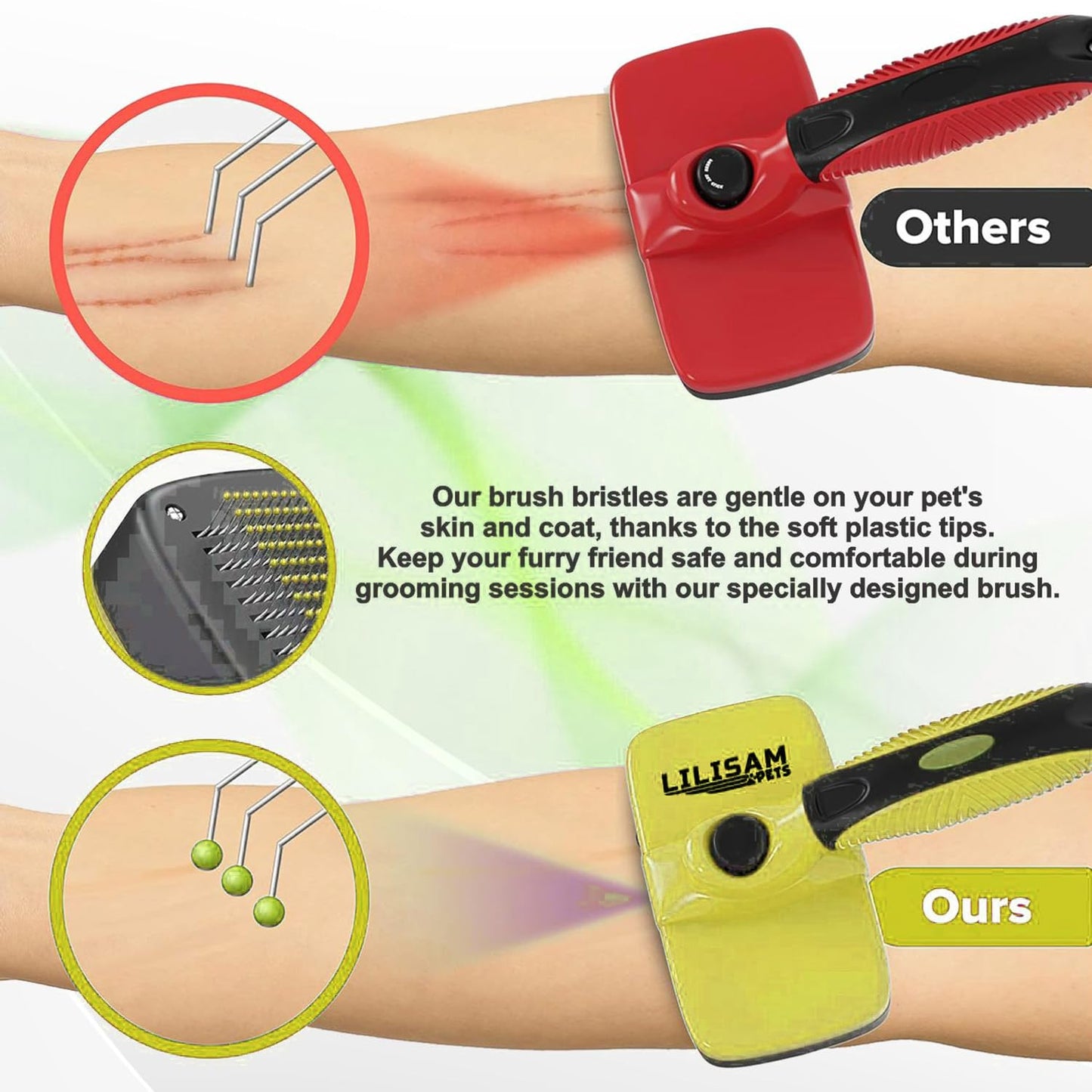 Pet Self Cleaning Slicker Brush and Grooming Comb - Gently Removes Loose Hair, Tangles, and Dirt - Skin Friendly Deshedding Grooming Tool for Hair Dogs & Cats - Pet Supplies Accessories (Purple)