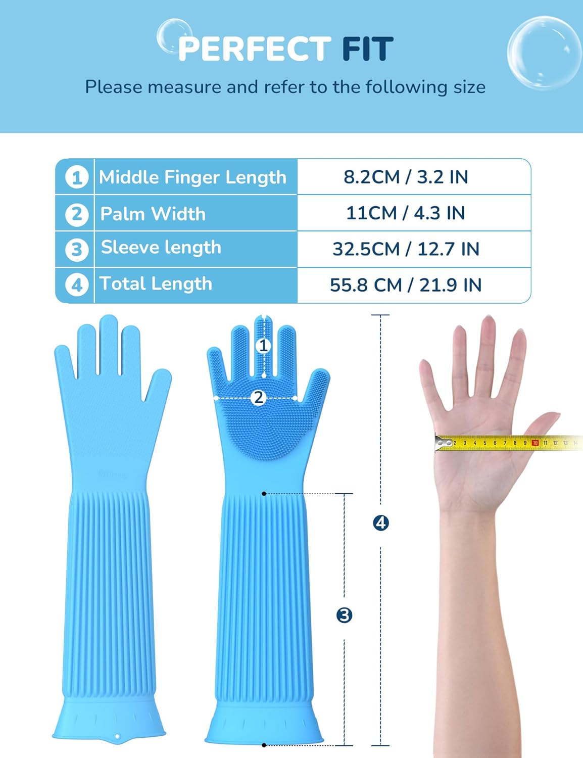 Pecute Pet Grooming Gloves - Heat Resistant Silicone Gloves with High-Density Teeth, Enhanced Five Finger Design for Bathing and Massaging Dogs and Cats, Blue