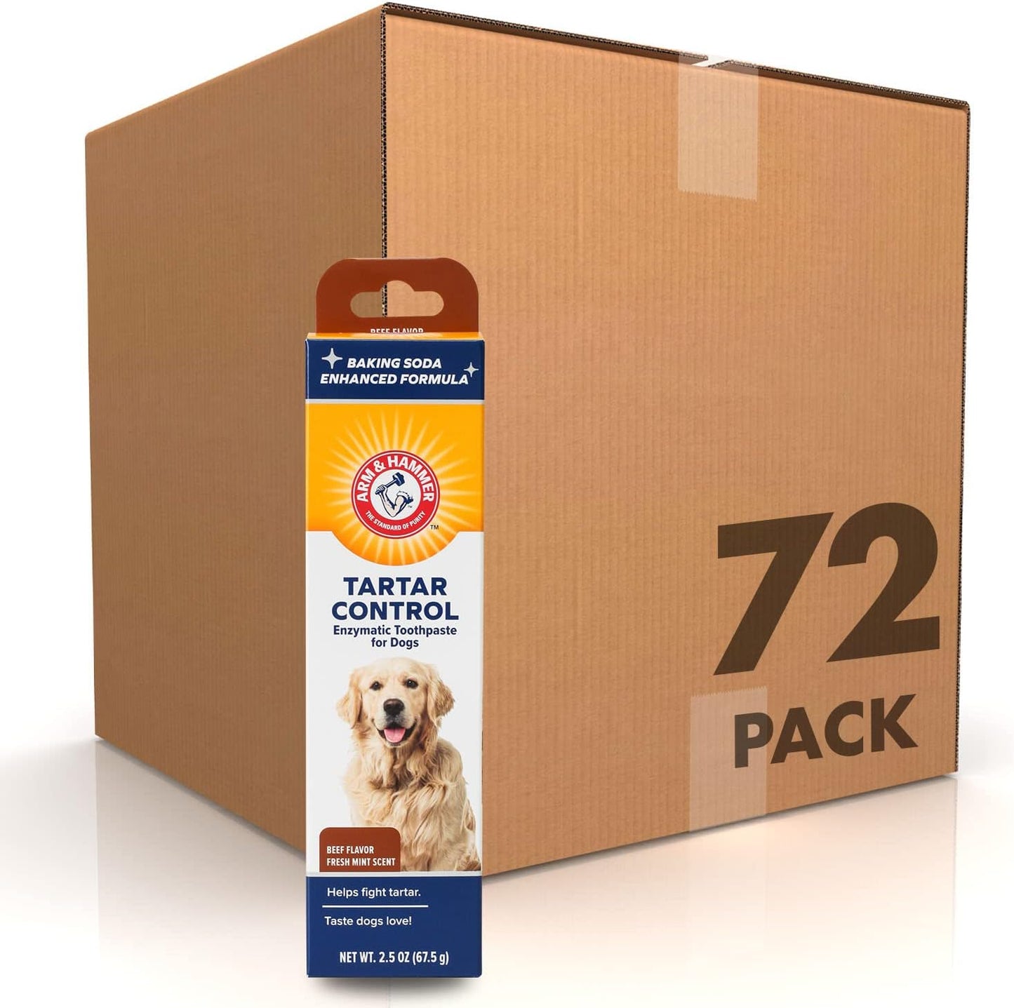 Arm & Hammer for Pets Tartar Control Enzymatic Dog Toothpaste, Reduces Plaque & Tartar Buildup, Infused with Baking Soda, Safe for All Dogs and Puppies, Beef Flavor, 2.5 Oz