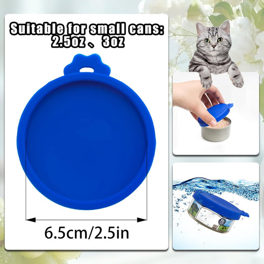 PINE & LINEN 4 Pcs 2.5inch Durable Pet Can Lids, Silicone Small Pet Can Covers Waterproof Cat Food Cans Lids for 3 oz Cat Food Cans(Yellow+Red+Pink+Blue)