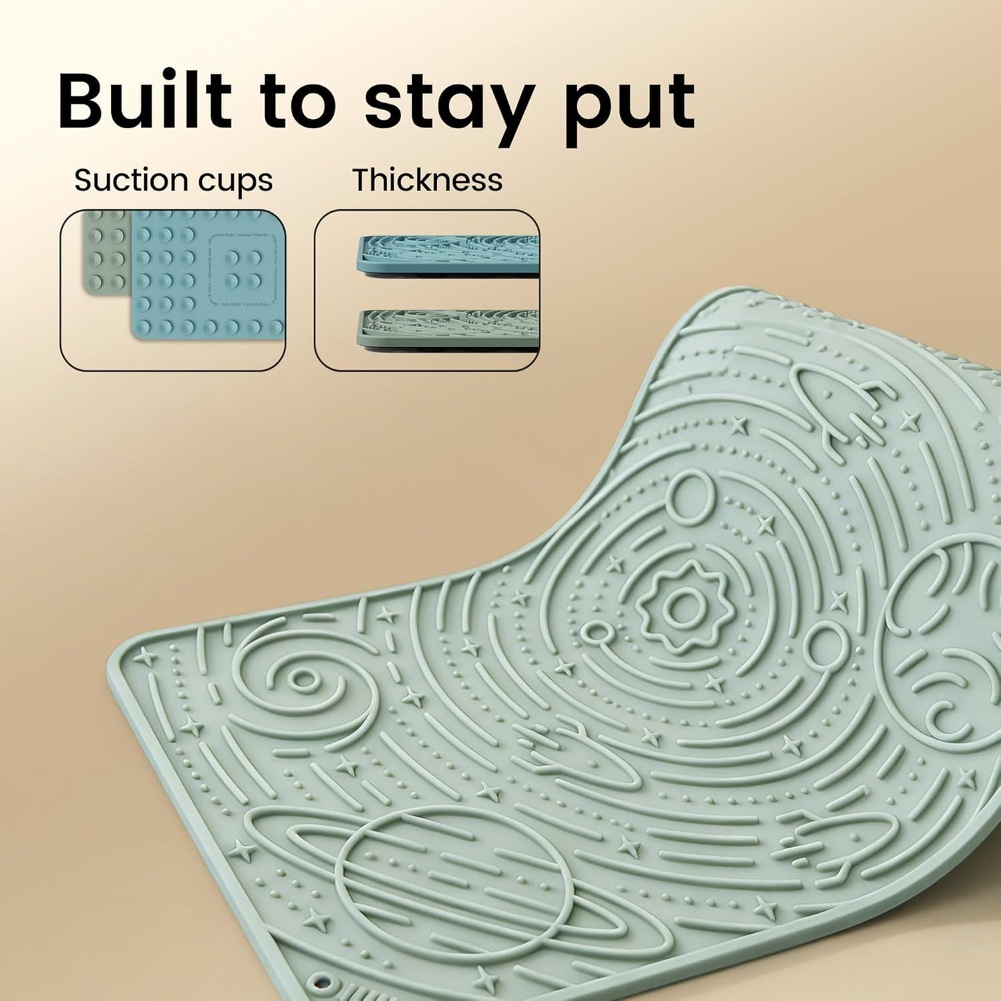 OHMO Lick Mat for Dogs & Cats, (Blue+Green, 2pcs, 9.8"×5.9") Galaxy Design Slow Feeder with Suction Cups, Keep Them Busy & Anxiety Relief, Easy Clean Enrichment Accessories