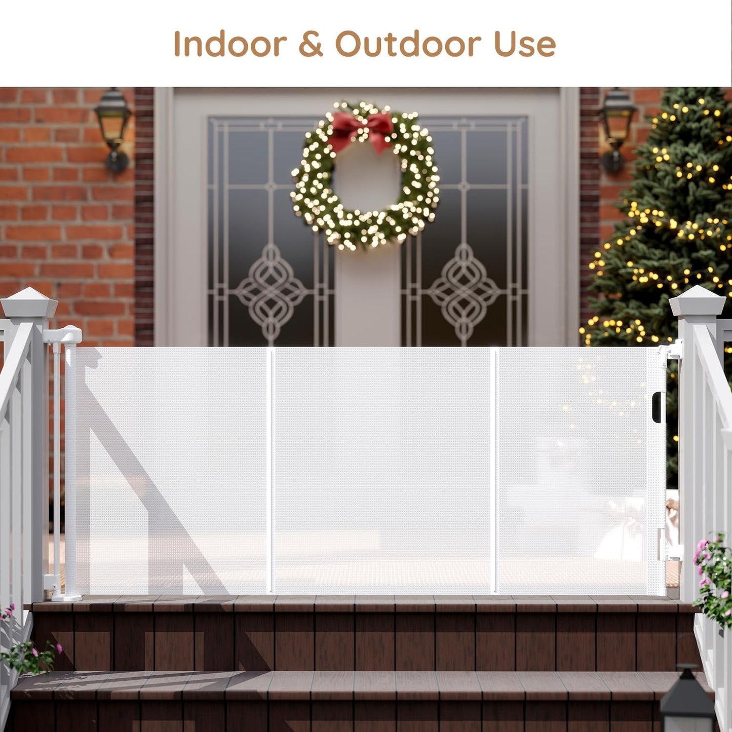 Miumoon One-Hand Operation Retractable Baby Gates, 71 inch Retractable Gate with Reinforced Strip Design to Prevent Crawling Through, 6 FT Retractable Dog Gate for Stairs, Doorways, Hallways