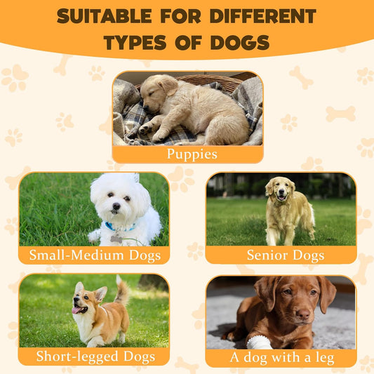3 Pack Wooden Dog Ramp for Stairs,13L*9W*5H''+26°Slope,Fit for Stair 9-11D''5-7''H,Friendly to Short-Legged/Small/Injured/Aged Dogs with High Support,with Anti-Slip Pads for Climbing Safely