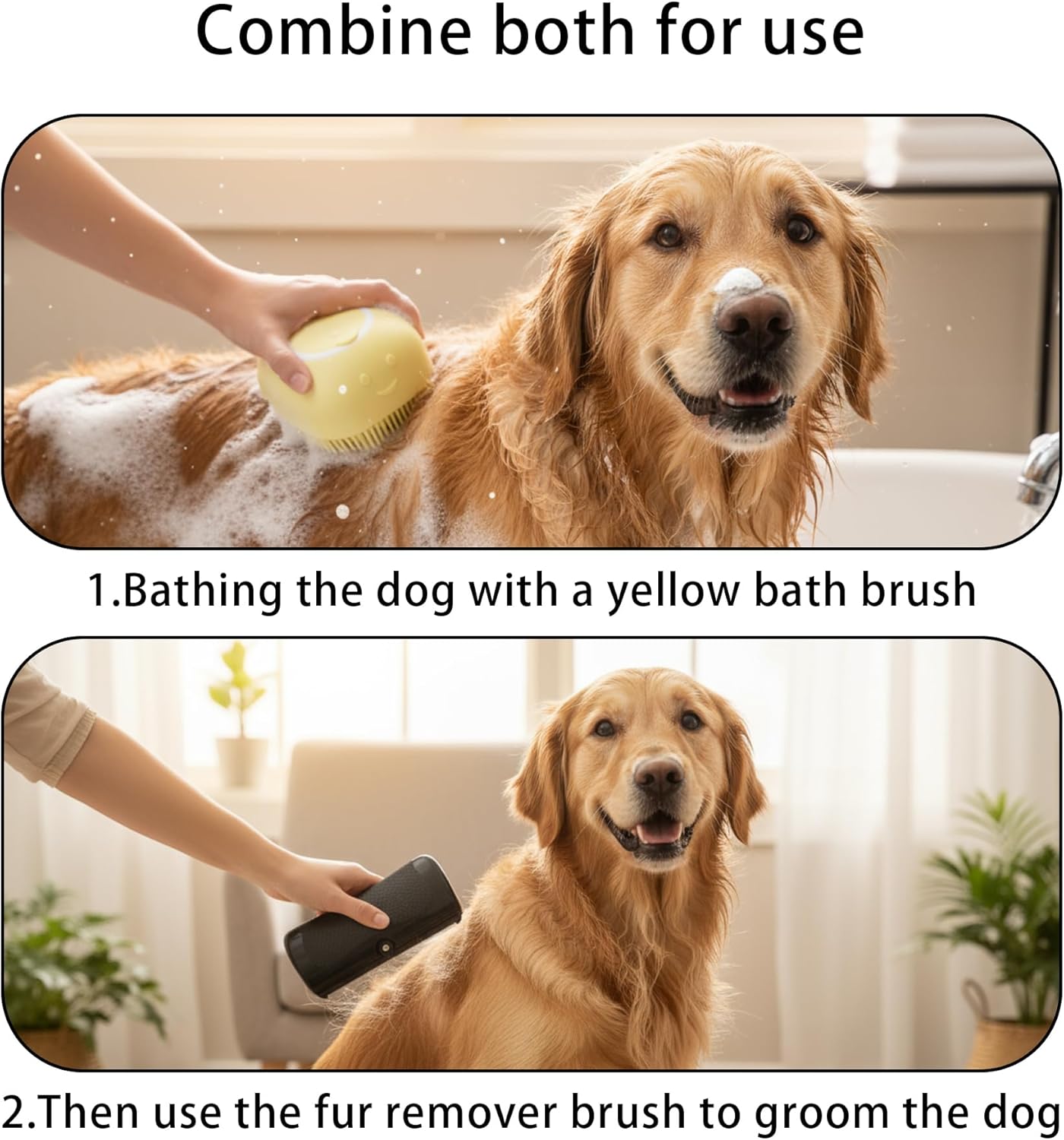 Deshedding Dog Brush, Deshedding Brush for Pets & Pet Bath Massage Brush,Pet Hair Removal Tools for Dogs, Cats, Horses, and Other Furry Pets,Professional Pet Grooming Brush for Dogs and Cats