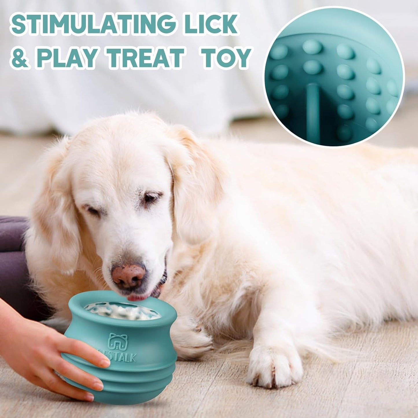 Dog Enrichment Treat Toy, Long-Lasting Wobbly Interactive Freeze Lick Toys for Dogs, Stuffable Puzzle Feeder Toy for Boredom, Silicone Treat Dispensing Chew Toy (Baby Blue,S)