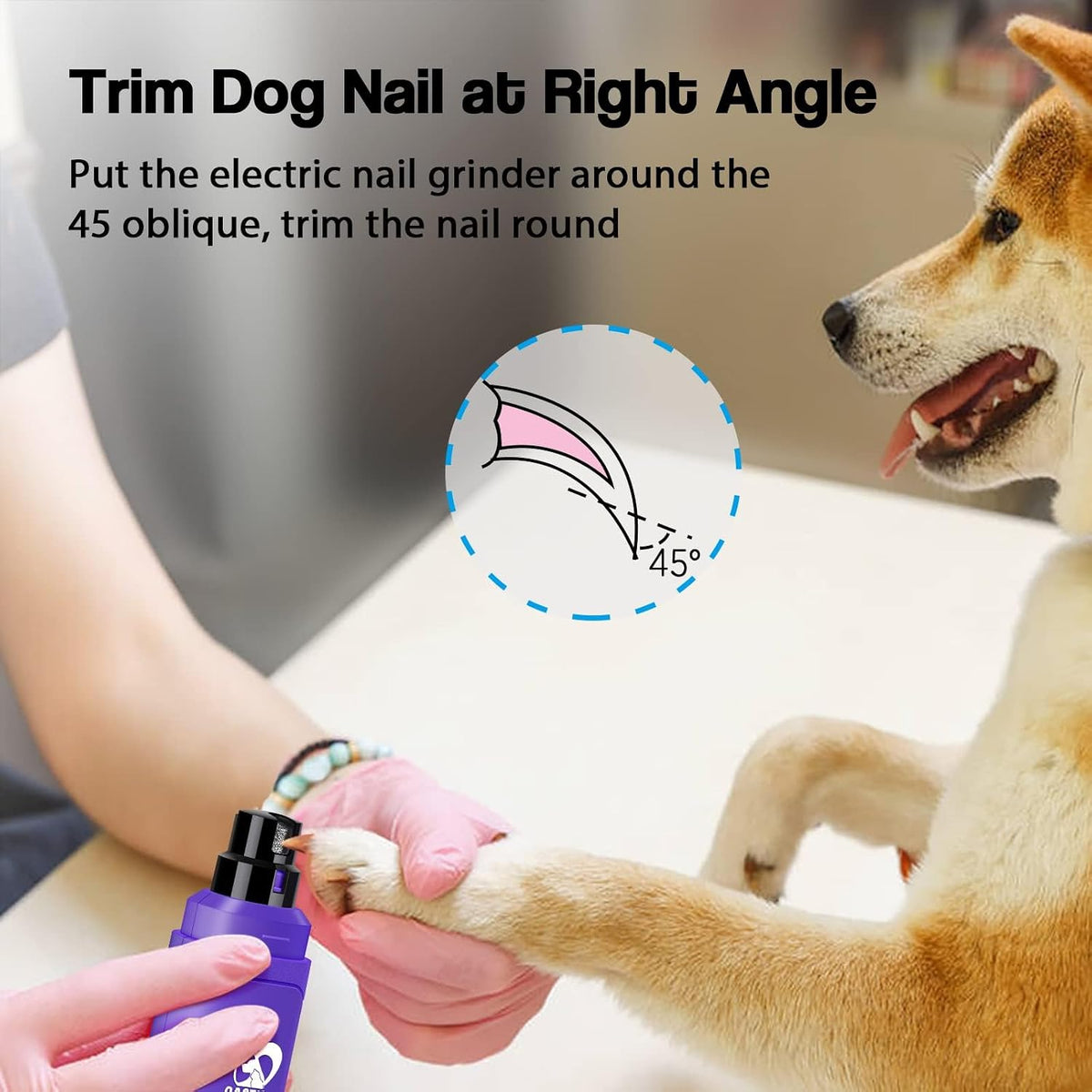 Dog Nail Grinder Upgraded - Professional 2-Speed Whisper-Quiet Electric Pet Nail Trimmer Painless Paws Grooming & Smoothing for Small Medium Large Dogs & Cats (Dark Blue)