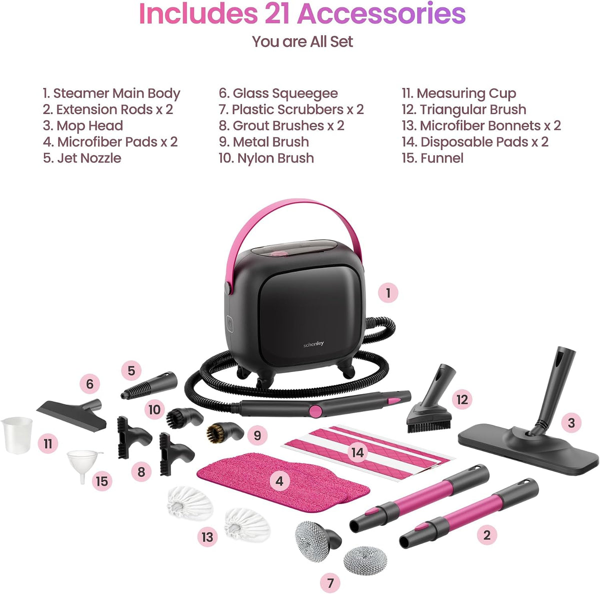 21-in-1 Steam Cleaner for Home, Heavy-Duty Steamer for Cleaning