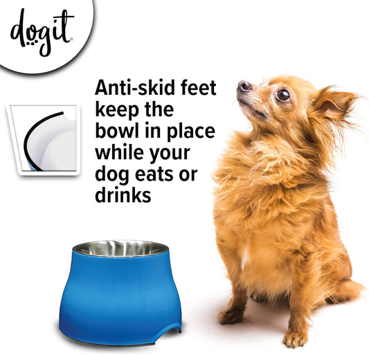 Dogit Elevated Dog Bowl, Stainless Steel Dog Food and Water Bowl for Large Dogs, White, 73753