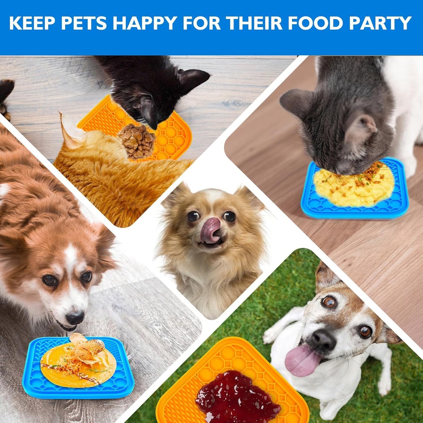 Lick Mat for Dogs - Slow Feeder Licking Mat with Suction Cups for Peanut Butter, Food Treats & Yogurt - 2 Pack