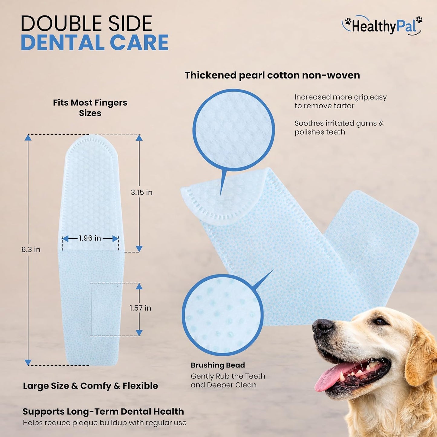 Pet Dental Finger Wipes for Dogs & Cats – 50 Mint Flavor Dog Dental Wipes + Mint Fresh Breath Spray, Dog Tooth Brushing Kit, Helps Remove Bad Breath & Plaque & Tartar Buildup