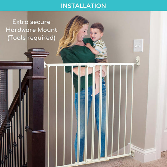 Toddleroo by North States - Easy Swing & Lock Baby Gate Series 2: Hardware Mounted Metal Safety for Stairs & Doorways - Adjustable 28.68 to 47.85 Inches Wide - 31 Inches Tall - Matte Bronze