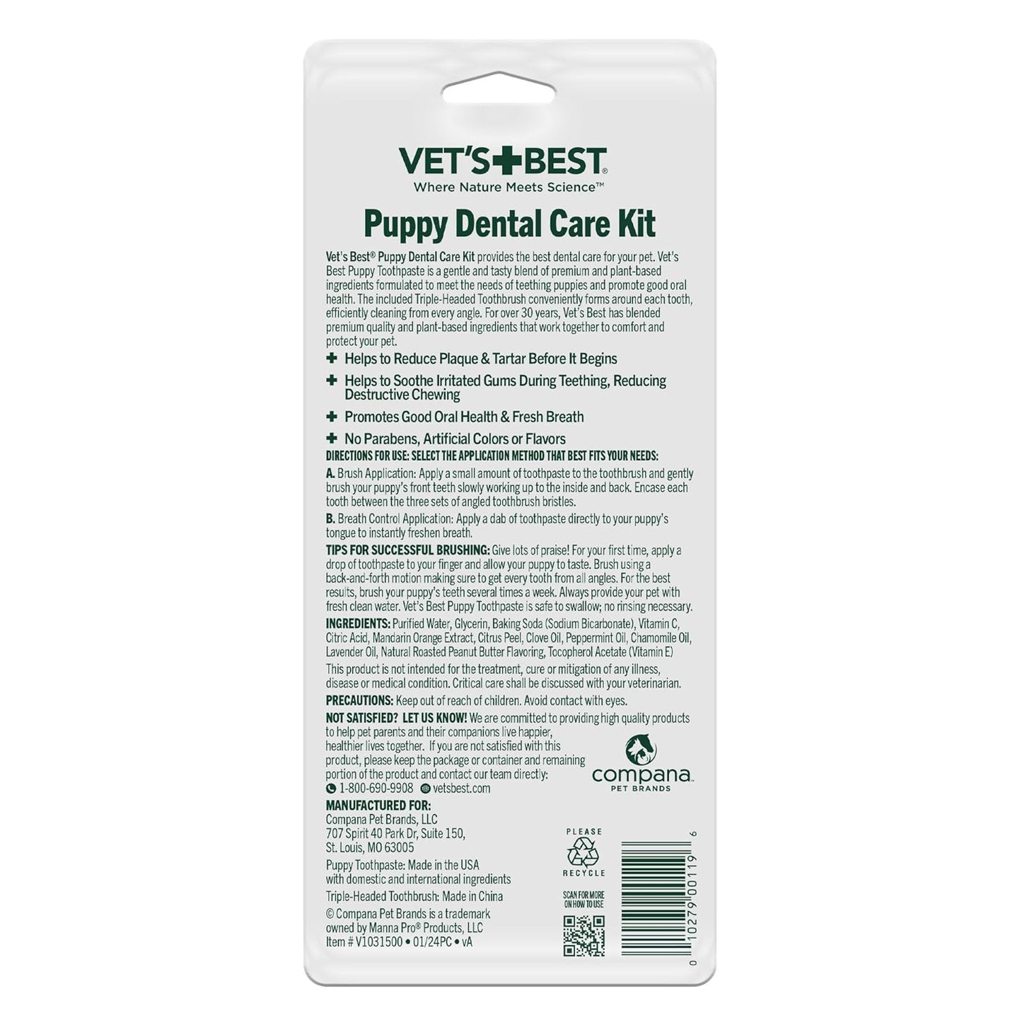 Vet's Best Dog Toothpaste & Dog Toothbrush, Dental Kit, Plaque Remover for Teeth, Whitens Teeth, Freshens Canine Breath, Veterinarian Formula, Finger Toothbrush Included