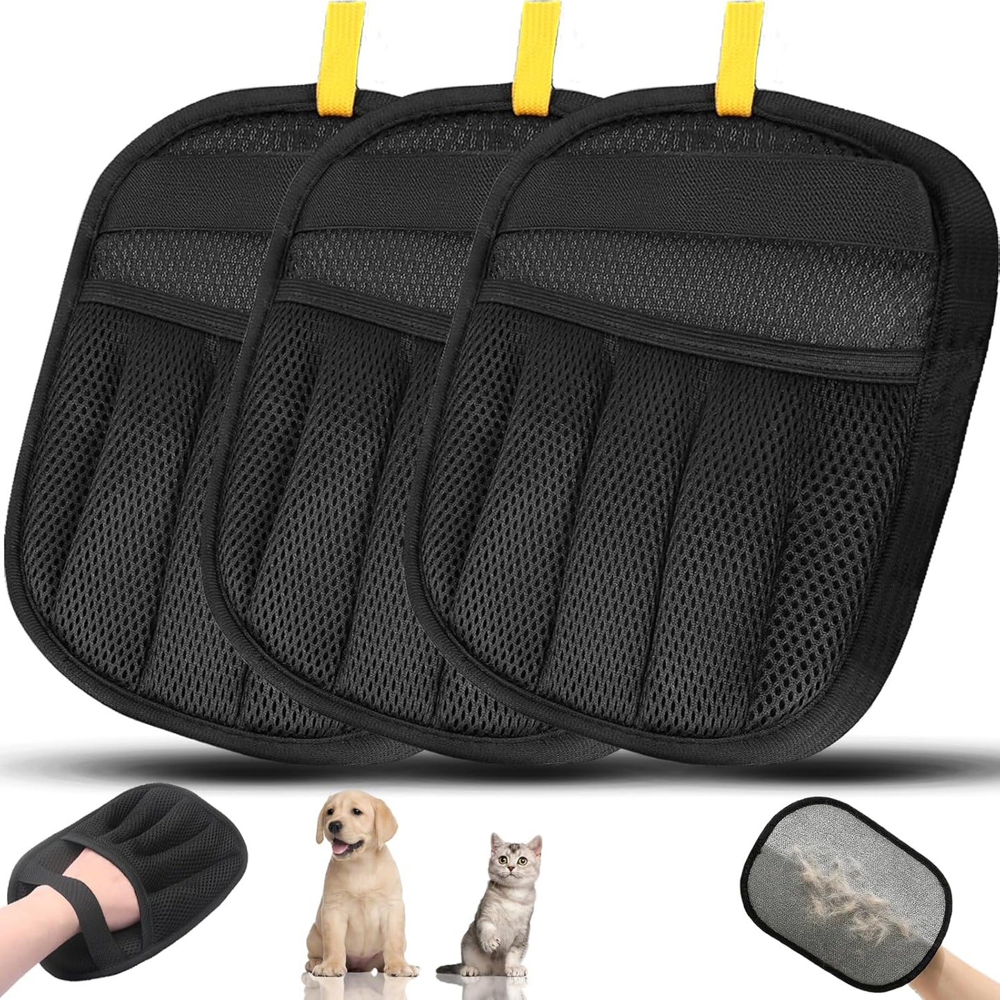 Pet Hair Removal Glove for Dogs and Cats, 2PCS Upgrade Reusable Electrostatic Gloves for Deshedding, Washable Cat Grooming Brush Five-Finger Magic Gloves for Clothing Carpet Sofa Car Seat