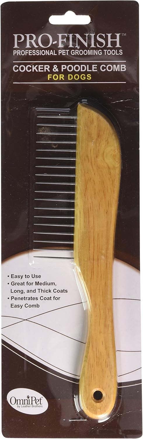 Detangling dog combs for grooming matting – OmniPet Eco‑Friendly Bamboo Handle with Stainless Steel Pins – Pet comb for cats and long‑haired breeds prevents painful mats and promotes a smooth coat
