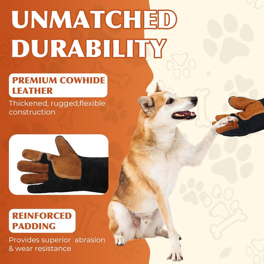 HANDLANDY Animal Handling Gloves, Bite-Proof, Scratch-Resistant, Pet Gloves for Dogs, Cats, Falconry, Gardening
