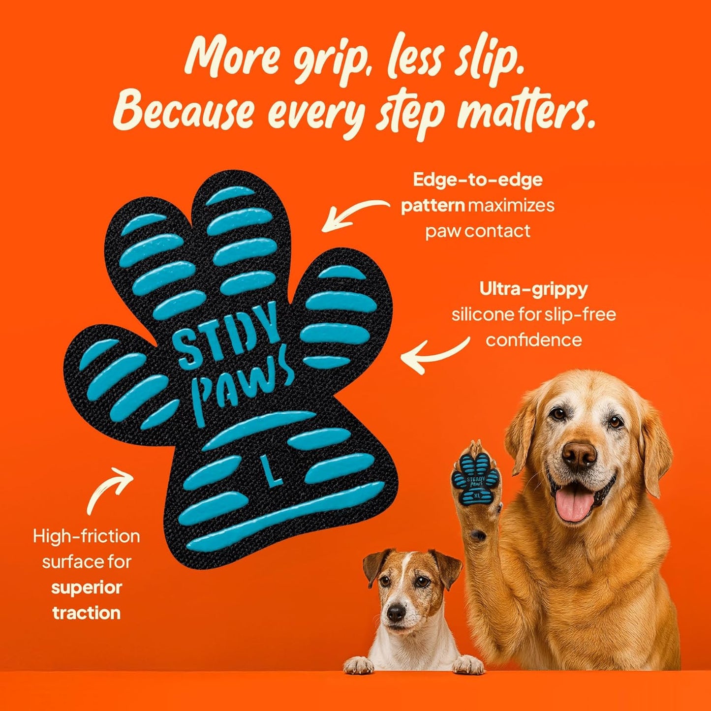 Anti-Slip Paw Stickers for Dogs Feet - Non-Slip Paw Pads for Traction on Hardwood & Tile Floors - Breathable Adhesive Friction Foot Grips for Senior & Injured Dogs – 24 Pads (Size M)