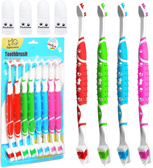 Dog Toothbrush pet Toothbrush Finger Toothbrush Small to Large Dogs,Cats with Soft Bristles Non Slip Dual Head Dog Toothbrush