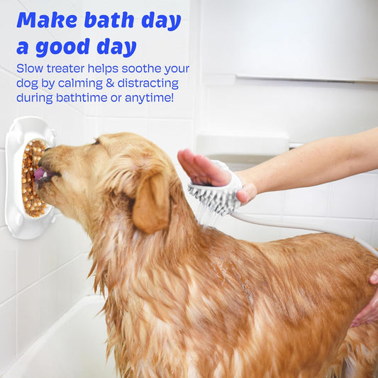 Aquapaw Lick Mat for Dogs 2-Pack XL, Suction Cup Dog Slow Feeder Pad & Licking Mat for Peanut Butter Treats – Calming Dog Bathing Aid, Stress Relief & Mental Stimulation for All Breeds - White