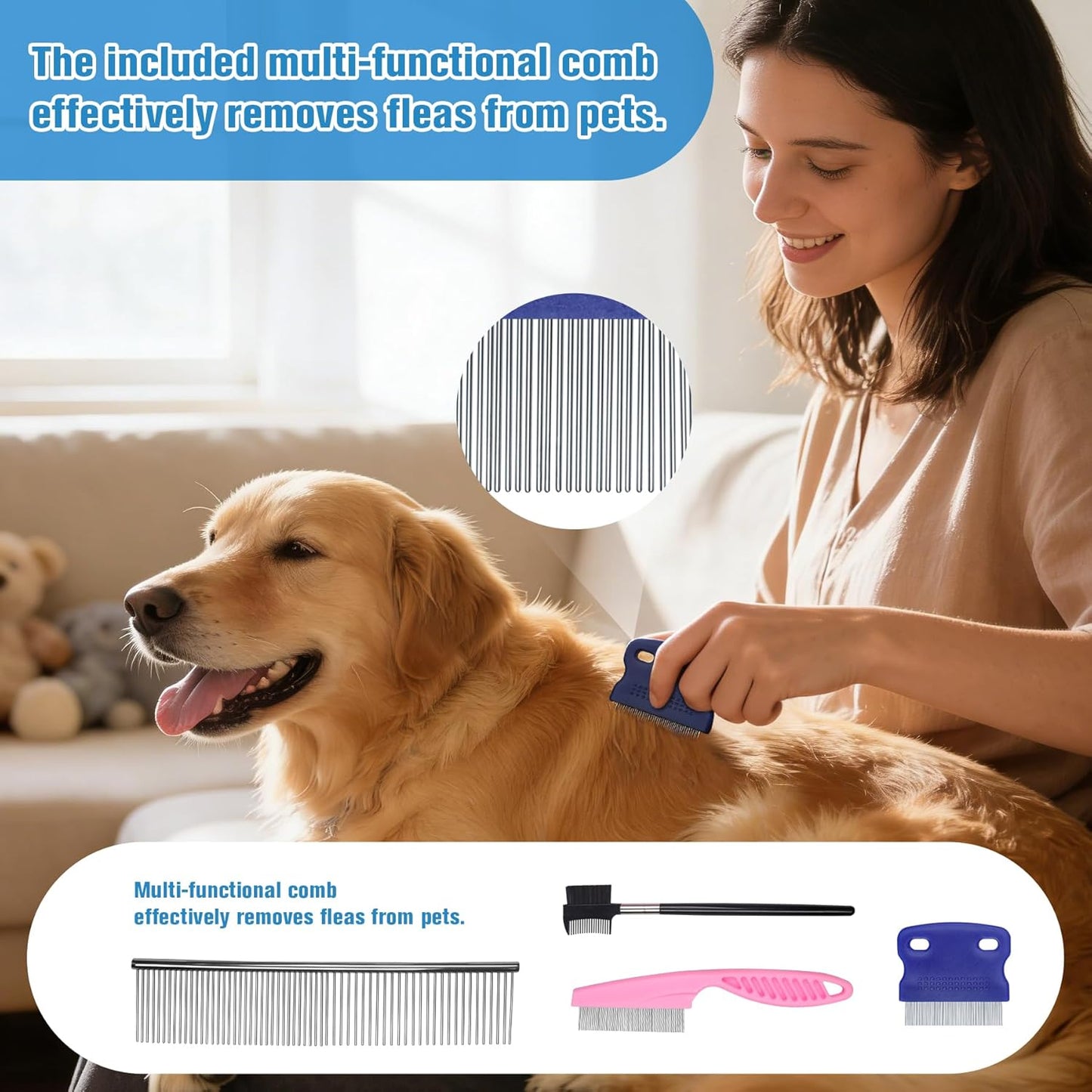 Pet Hair Remover Lint Rollers for Pet Hair Extra Sticky with Water Spray,Reusable 2-in-1 Dog Cat Hair Removal Tool for Furniture,Couch,Carpet,Bedding,and Clothes - Includes 4 Brushes