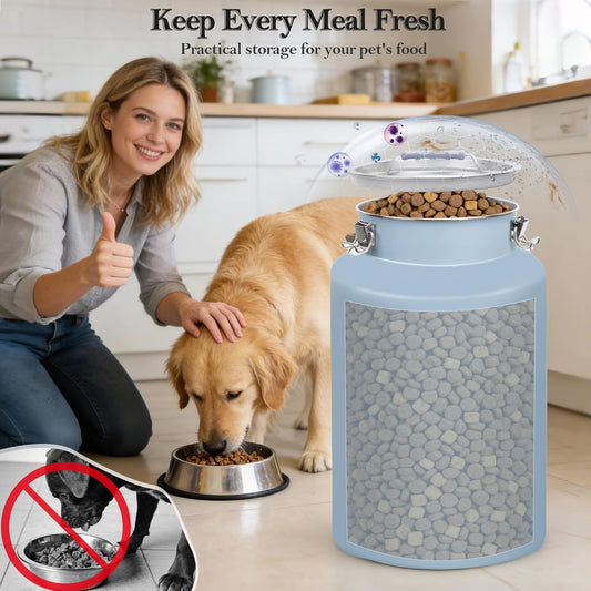30 lb Stainless Steel Dog Food Storage Container, Airtight Metal Canister with Lid & Scoop, Extra Large Capacity for Multi-Pet Families, Preserve Freshness