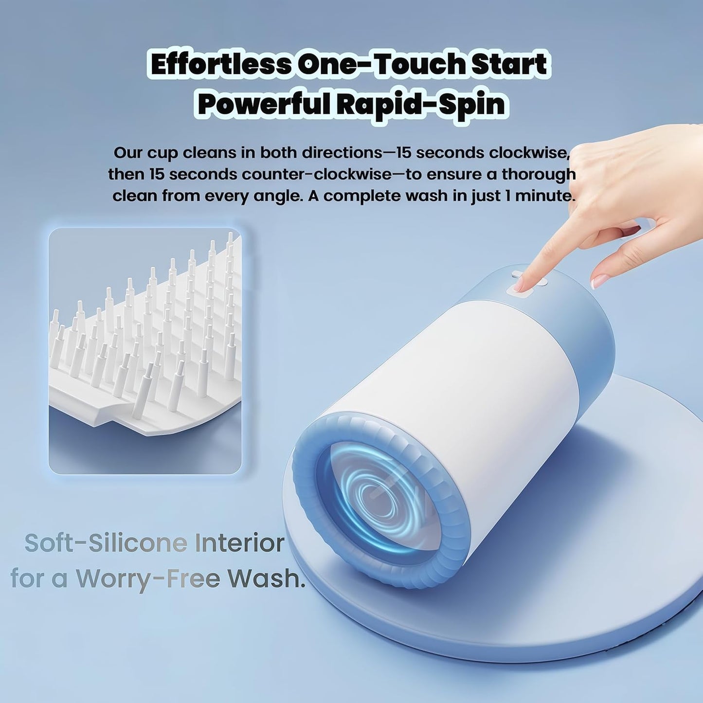 Lervynxi-Dog Paw Cleaner, Portable Automatic Pet Paw Washer - One Touch Start, ABS Body, Detachable Silicone Brush, USB Rechargeable, for Small & Medium Dogs, Clean Paws, White Glacier Blue