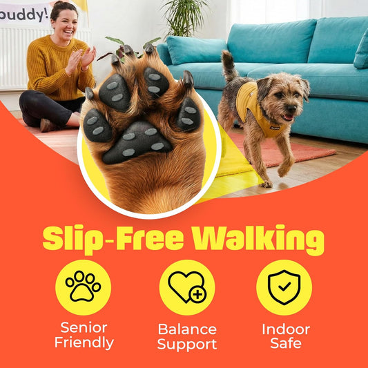 HASHI 24 Pcs Size XXL Pre-Cut Dog Paw Grips, Anti-Slip Traction Pads for Hardwood & Tile Floors, 6 Sets Self-Adhesive Pet Paw Protectors for Senior Dogs, Water-Resistant & Breathable
