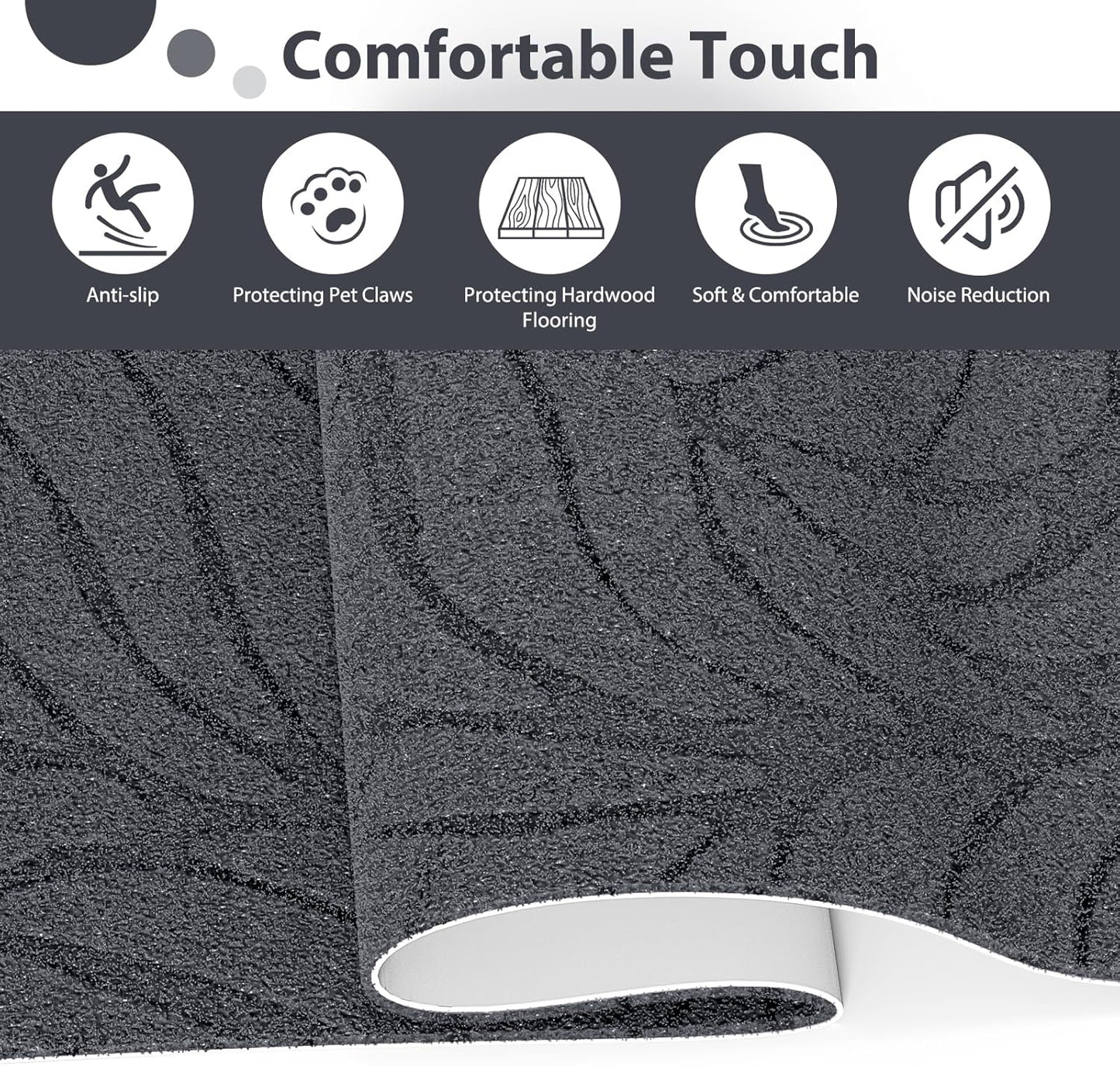 Fixmend Stair Treads Non Slip for Wooden Steps, 8" X 30" (15-Pack) Stair Runner Carpet Treads Indoor with Reusable Adhesive, Stairslide Carpets Rugs Safety Mats for Elders, Kids & Dogs, Dark Grey Leaf