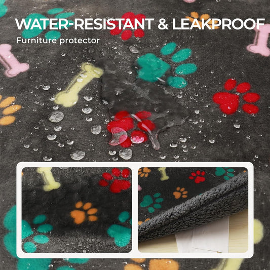 Luciphia Waterproof Pet Blankets for Couch Sofa Bed Cover Cat Liquid Pee Proof Washable Soft Fluffy Large Dog Blanket Reversible Furniture Protection Puppy Grey Paw Thicken Small(40" x 28")