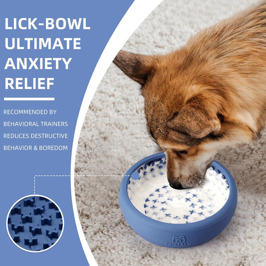 Dog Lick Bowl, Bestalk Anxiety Relief Lick Mat for Dogs, Non-Slip Freeze Licking Bowl Enrichment Puzzle Feeder for Distraction, BPA Free Silicone, Dishwasher Safe(Purple,L)