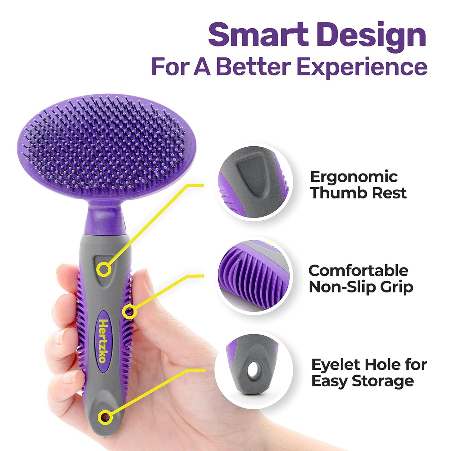 Hertzko Double Sided Flexible Slicker Brush Removes Loose Hair, Tangles, and Knots, Flexible Head Contours on Your Pet’s Skin - Suitable for Dogs and Cats (Double Sided Brush)